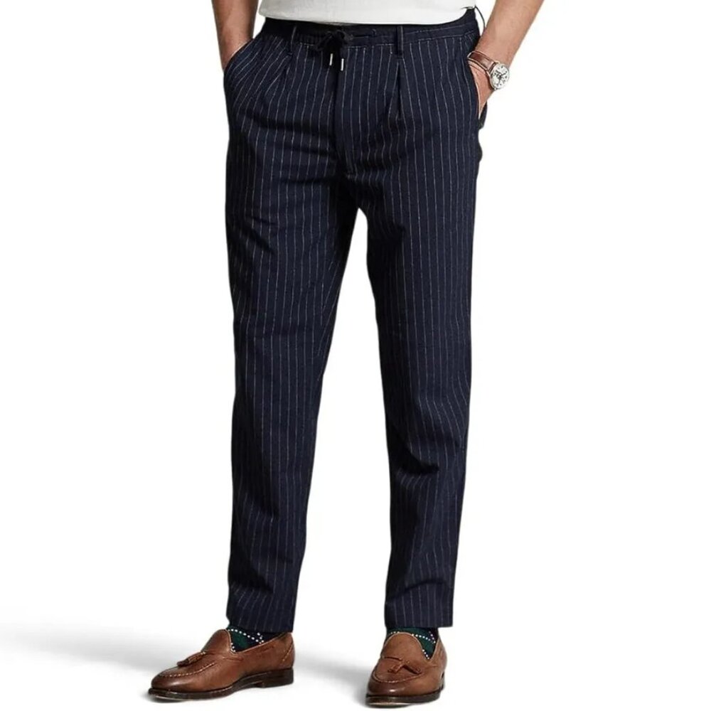 Men's Navy Pinstripe Pants
